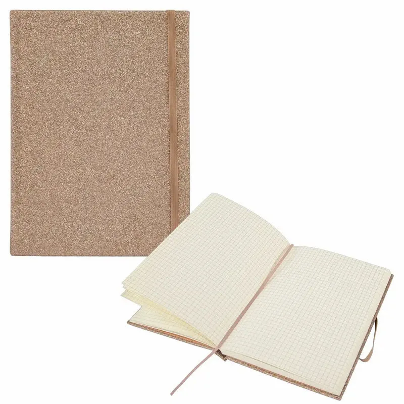Idena Notizbuch Glitter kariert champagner 14x20cm - Premium Qualität