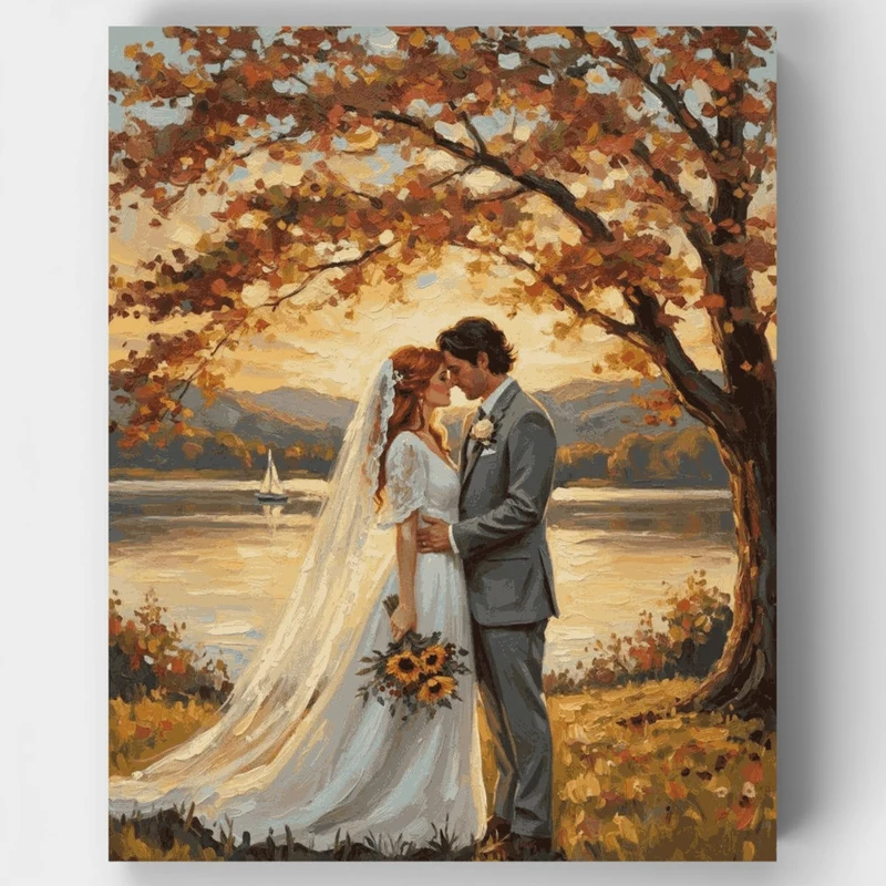 Autumn Wedding by the Lake - Paint by Numbers Kit