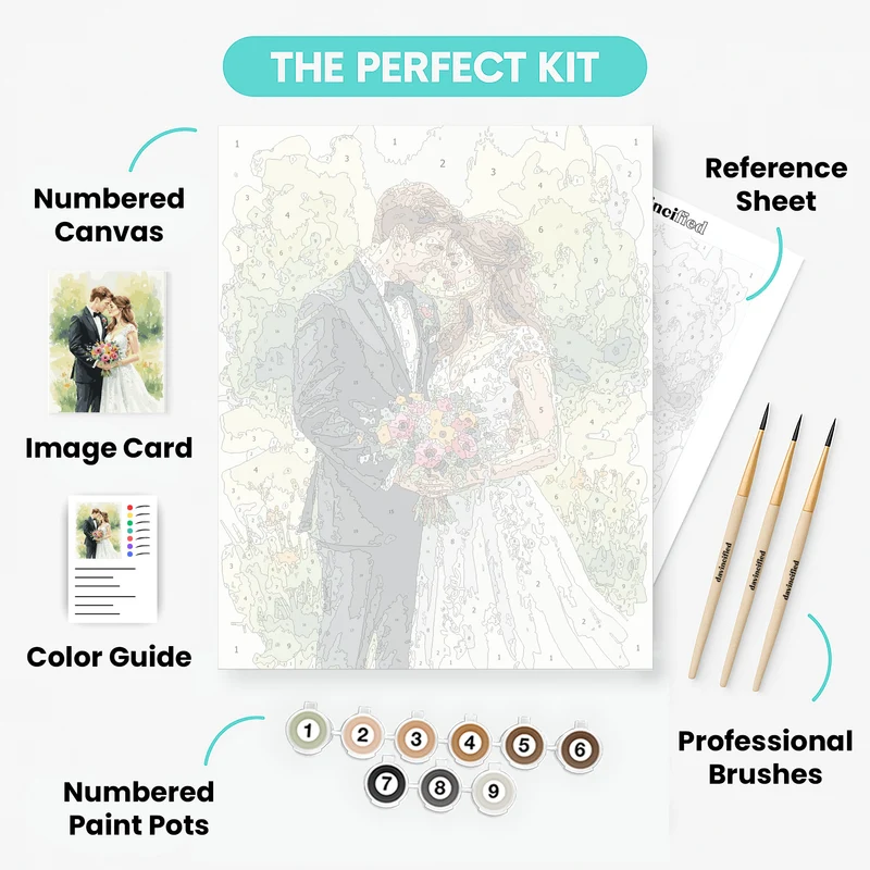 Romantic Wedding Couple in Garden - Paint by Numbers Kit