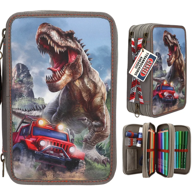 Dino World 3 Fach Federtasche NEW WORLD