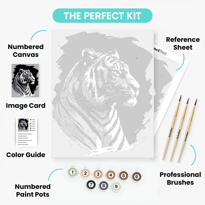 Majestic White Tiger Portrait - Paint by Numbers Kit
