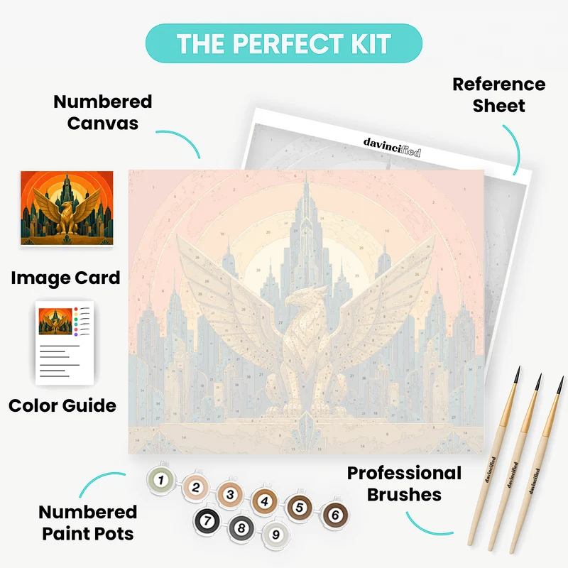 Golden Griffin Art Deco Cityscape - Paint by Numbers Kit