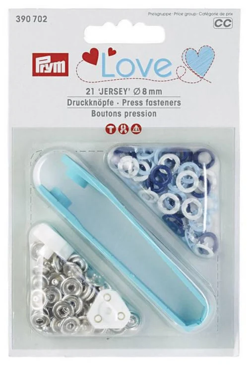 Prym Love Jersey-Druckknöpfe 8mm 21 Stk. weiß-hellblau-marine