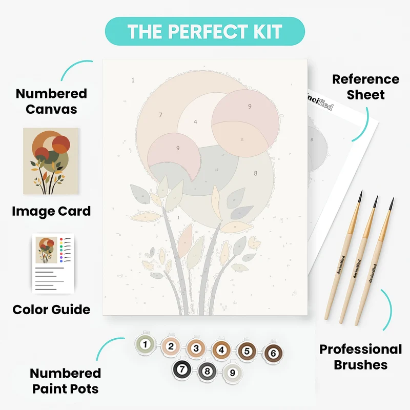 Boho Abstract Botanical Circles - Paint by Numbers Kit