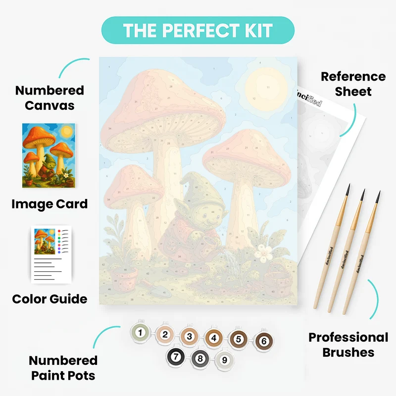 Gnome Mushroom Garden - Paint by Numbers Kit