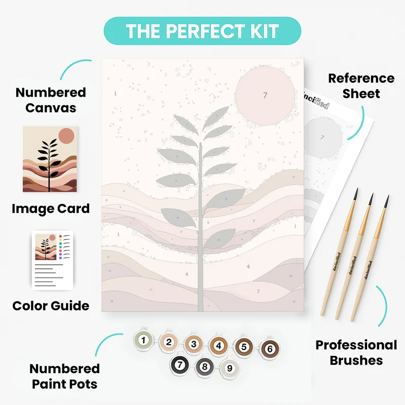 Boho Desert Plant with Rolling Hills - Paint by Numbers Kit