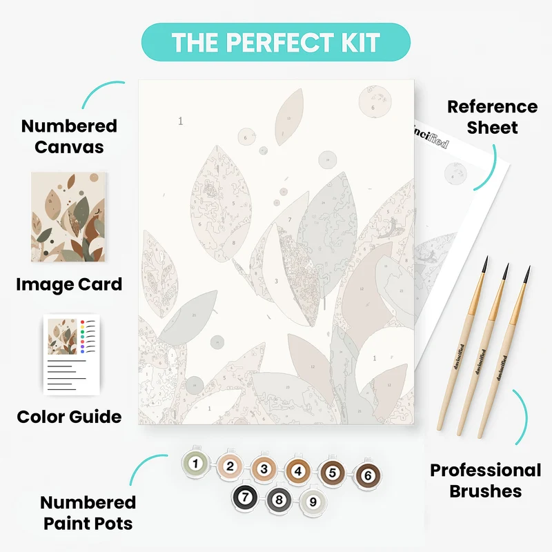 Boho Botanical Leaves - Paint by Numbers Kit