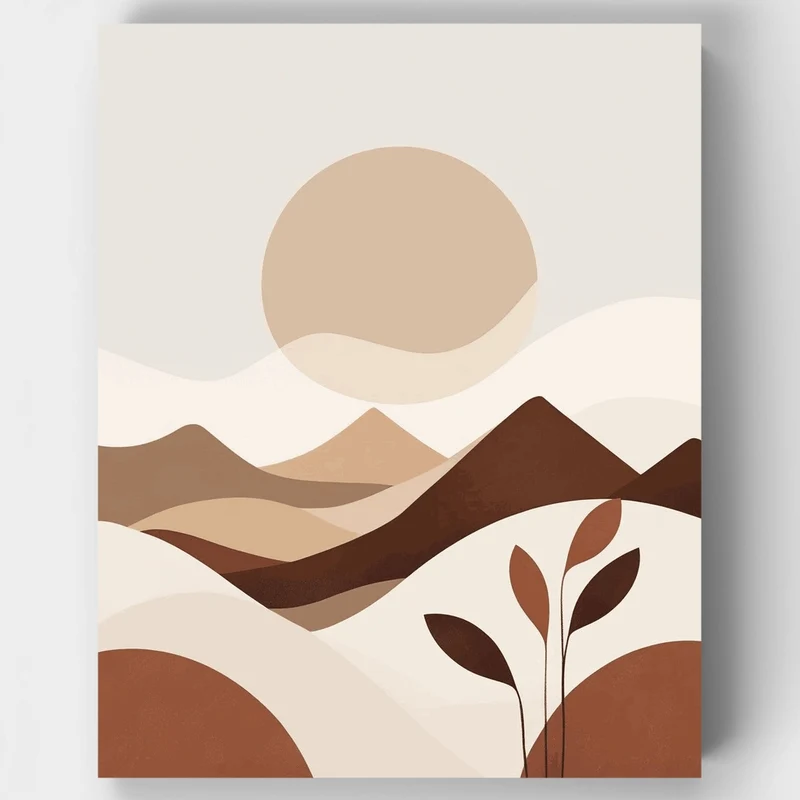 Boho Desert Sunset with Mountain Landscape - Paint by Numbers Kit