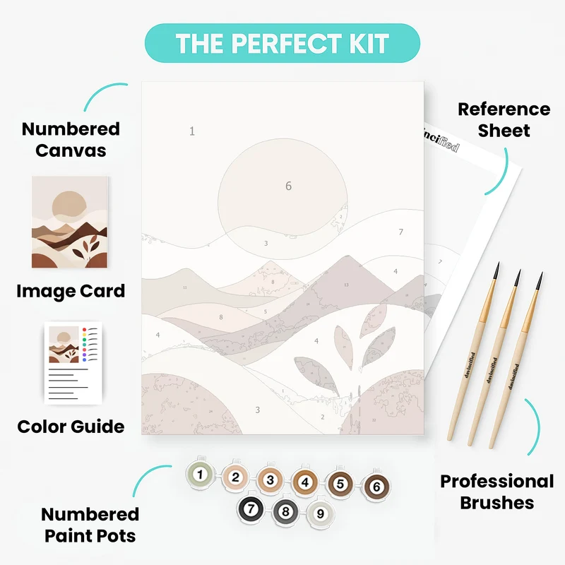 Boho Desert Sunset with Mountain Landscape - Paint by Numbers Kit