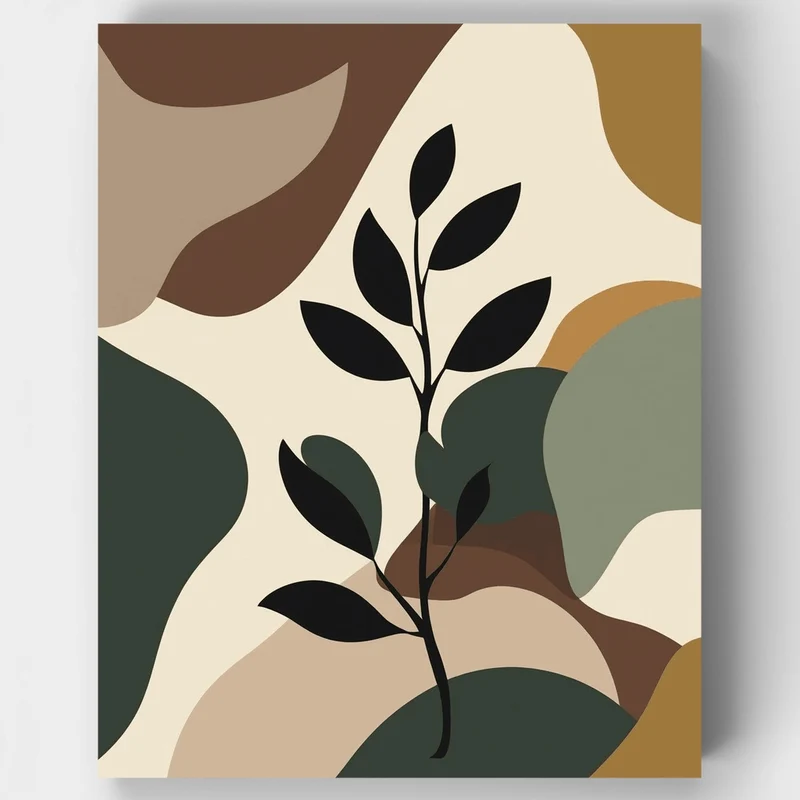 Boho Abstract Botanical Branch - Paint by Numbers Kit