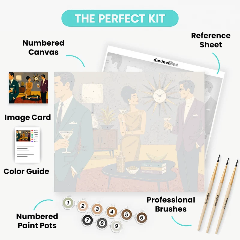 Mid-Century Modern Cocktail Party - Paint by Numbers Kit