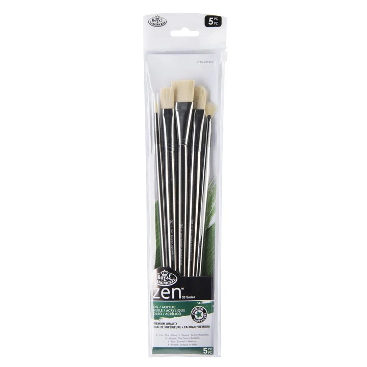 Zen 33 Brush Set for Acrylic and Oil Paints, Set of 5