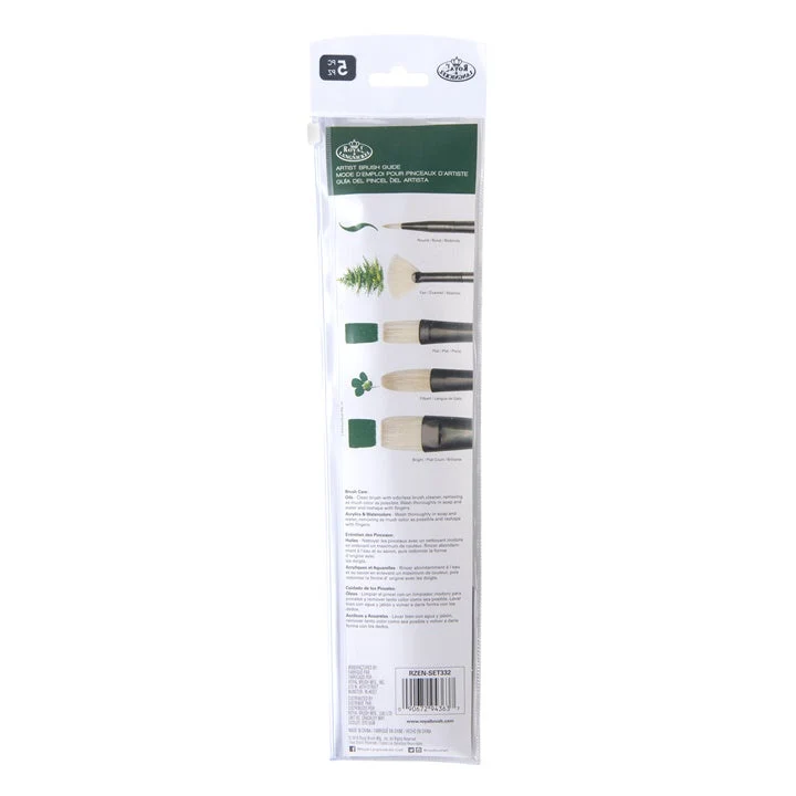 Zen 33 Brush Set for Acrylic and Oil Paints, Set of 5