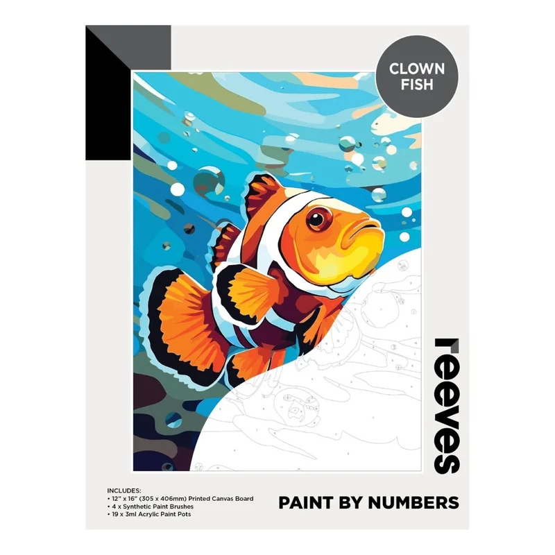 Reeves Paint by Numbers 12x16 inch - Clown Fish