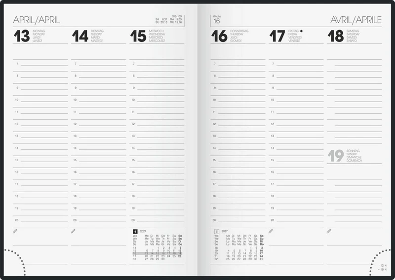 BRUNNEN Buchkalender A5 2027, 2 Seiten pro Woche, Schwarz