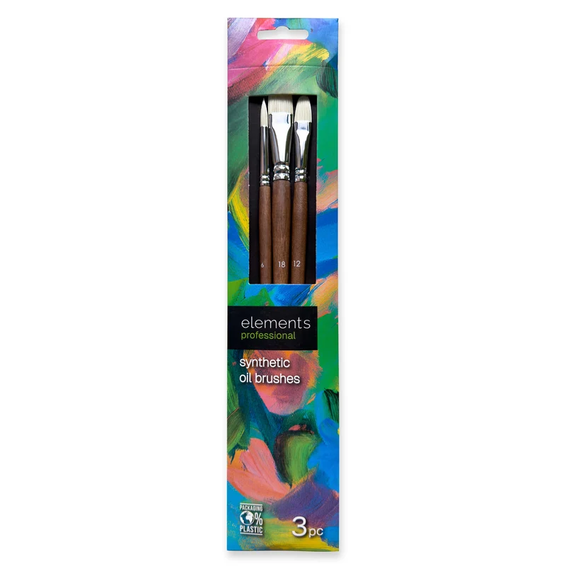 Elements - 3x Synthetic Oil Brush Set