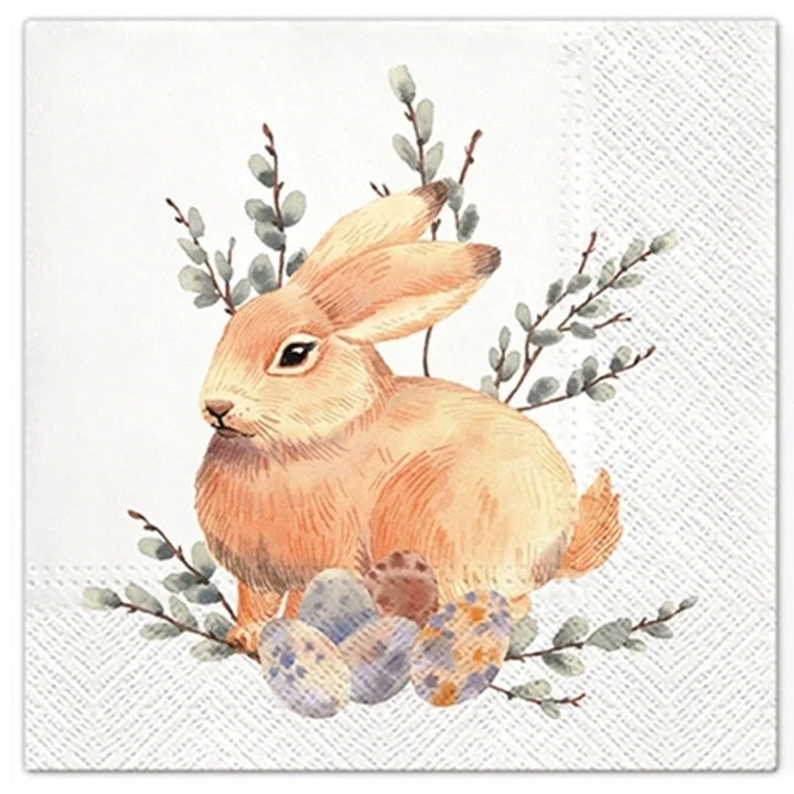 Watercolor Bunny Decoupage Napkins, 1 pc