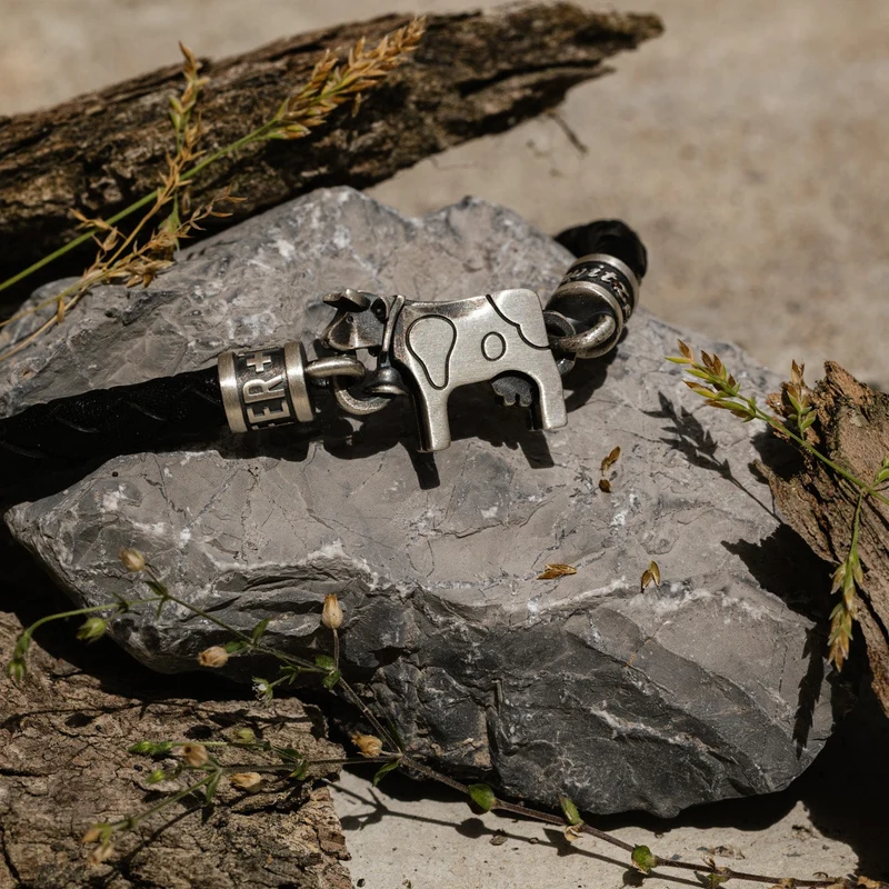 Kuhrabiner 18 cm mit Leder 3 mm