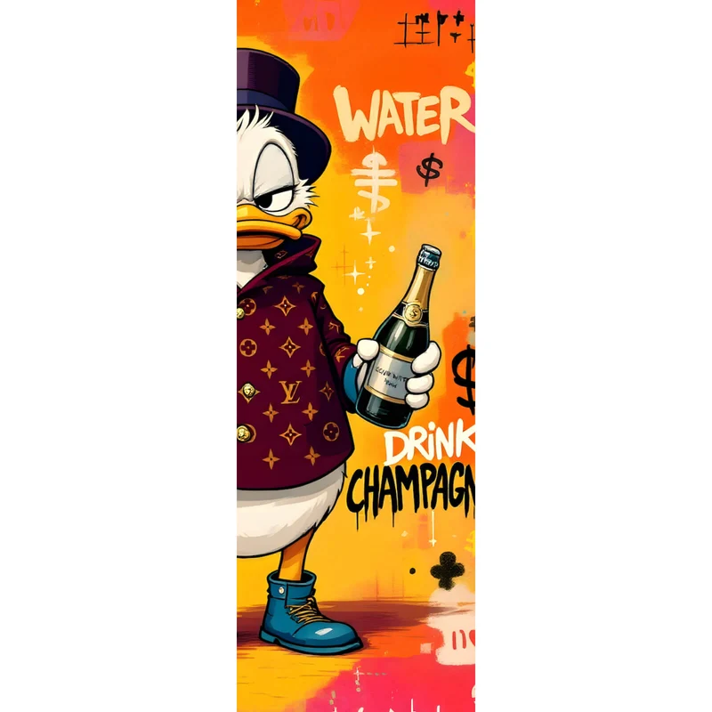 Poster Luxuriöse Ente mit Champagnerflaschen Panorama Hoch