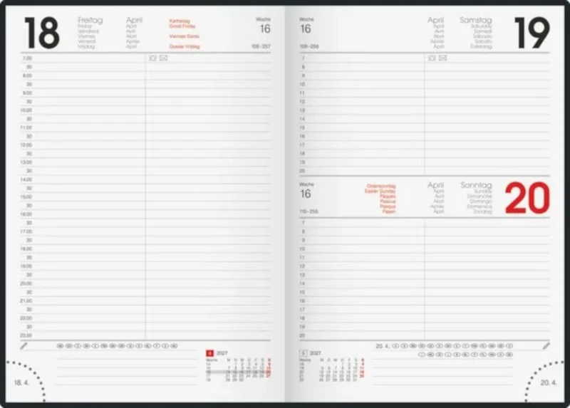BRUNNEN Buchkalender A5 2027, 1 Tag pro Seite, petrol