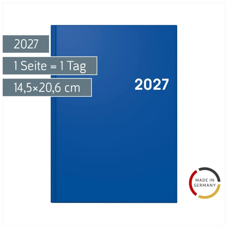 BRUNNEN Buchkalender A5 2027 Colour Line blau, 352 Seiten