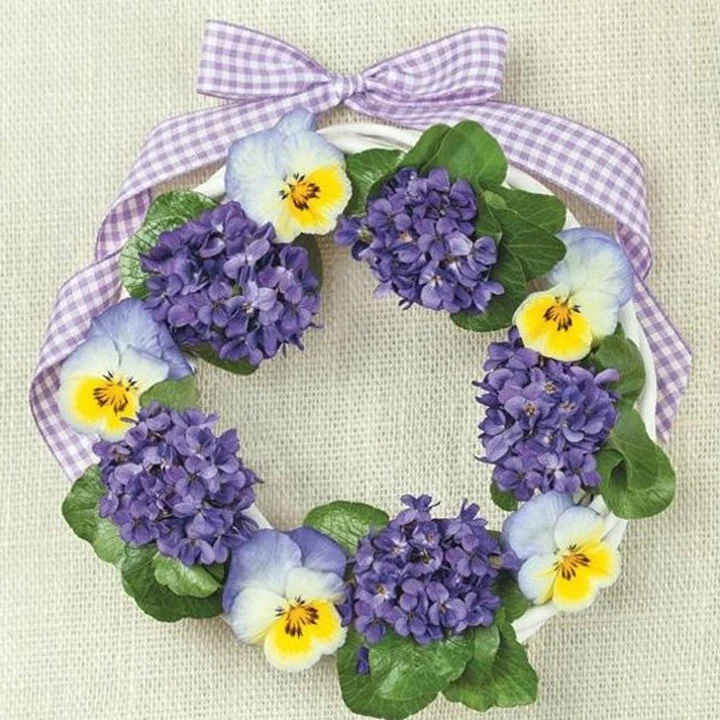 Violets Wreath Decoupage Napkins - 1 pc