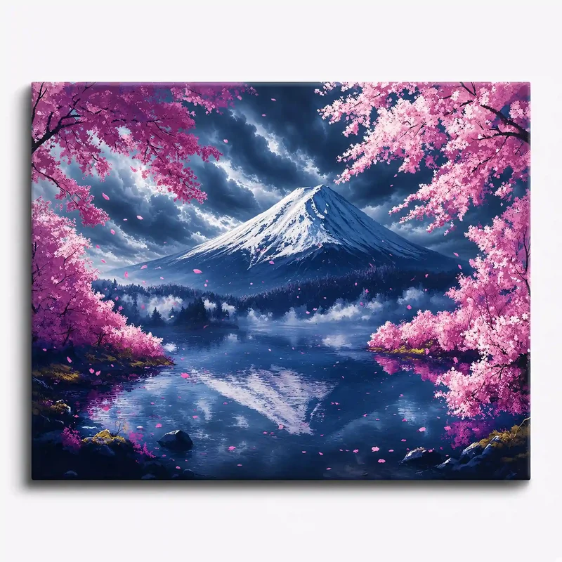 Malen nach Zahlen - Kirschblüten am Fuji