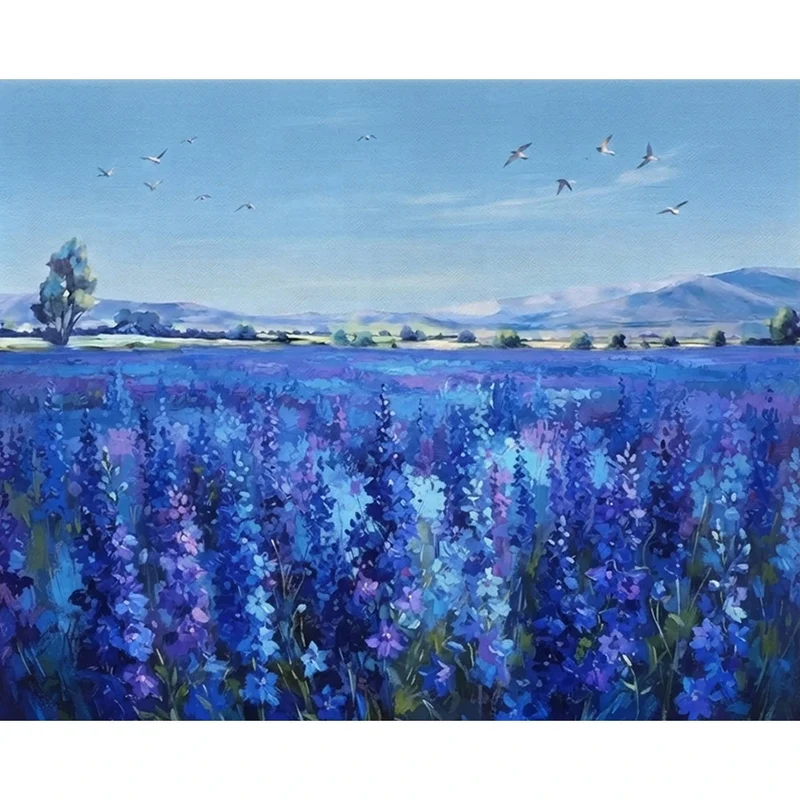 Malen nach Zahlen - Blaues Blütenmeer