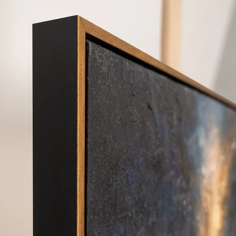 „Silberne Tiefe" – Kosmisches Acrylgemälde handgemalt mit Rahmen, 50x70 cm