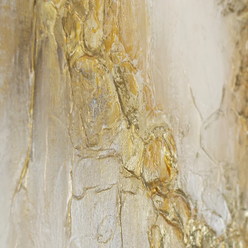 „Sanftes Leuchten" – Goldenes Landschaftsgemälde handgemalt mit Rahmen, 50x70 cm