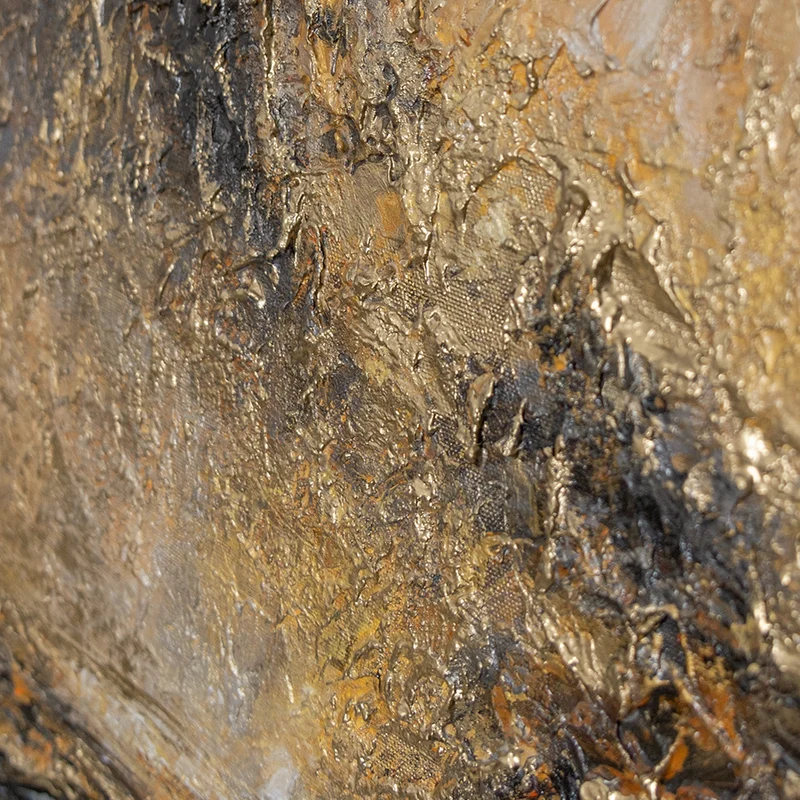 „Goldener Strom" – Abstraktes Acrylgemälde handgemalt mit Rahmen, 50x70 cm