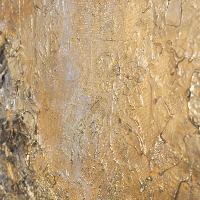 „Goldener Strom" – Abstraktes Acrylgemälde handgemalt mit Rahmen, 50x70 cm