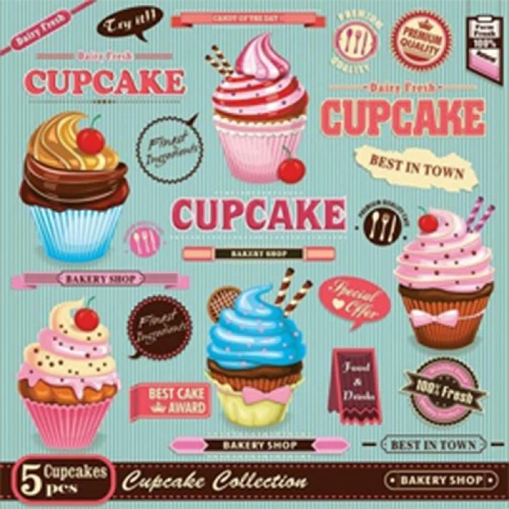 Vintage Cupcake Poster Decoupage Napkins - 1 pc