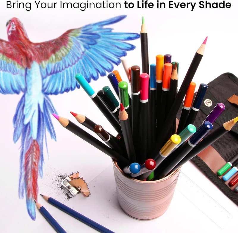 ARTISTIK Colouring Pencils Wrap Set with Vivid Colours – 47-Piece Artist Grade – 3.5mm Coloured Pencils for Adults Colouring Books
