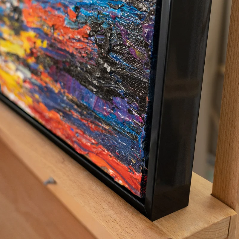 „Liebesausflug" – Romantisches Paar Gemälde handgemalt mit Rahmen, 50x70 cm