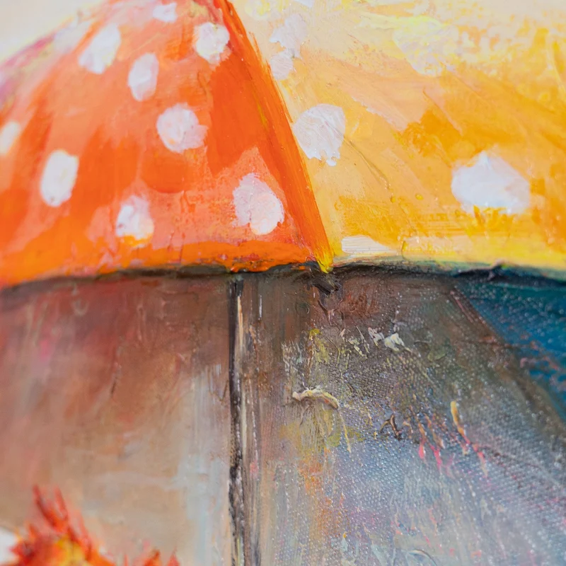 „Bunte Vögel" – Lustiges Kinderzimmer Wandbild handgemalt mit Rahmen, 50x70 cm