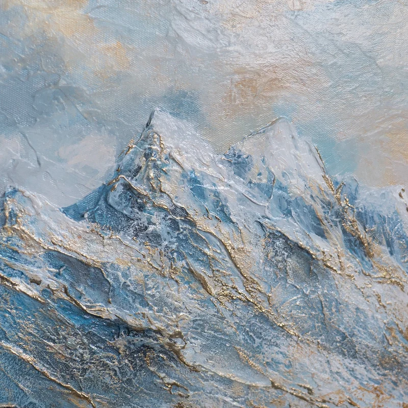 „Bergspiegelung" – Handgemaltes Bergbild mit Rahmen, 50x70 cm