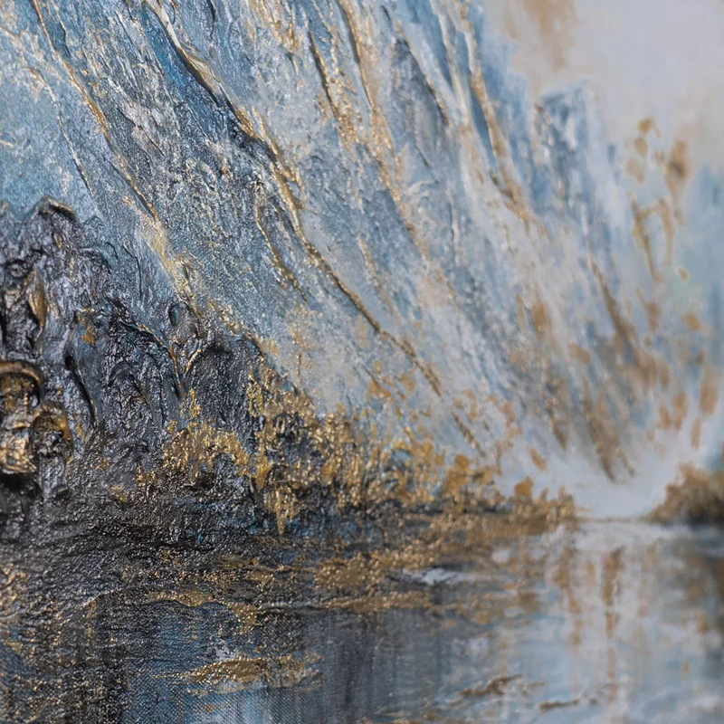 „Bergspiegelung" – Handgemaltes Bergbild mit Rahmen, 50x70 cm