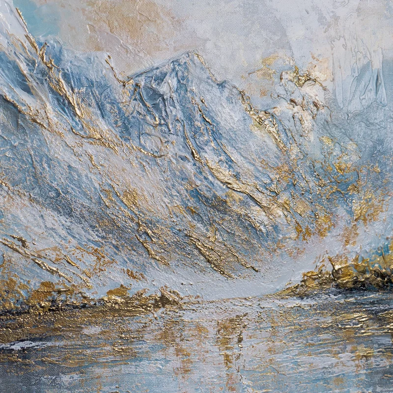 „Bergspiegelung" – Handgemaltes Bergbild mit Rahmen, 50x70 cm
