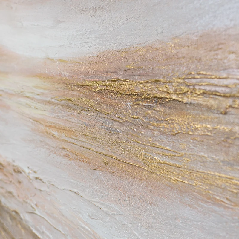 „Stiller Horizont" – Abstraktes Landschaftsbild handgemalt mit Holzrahmen, 50x70 cm