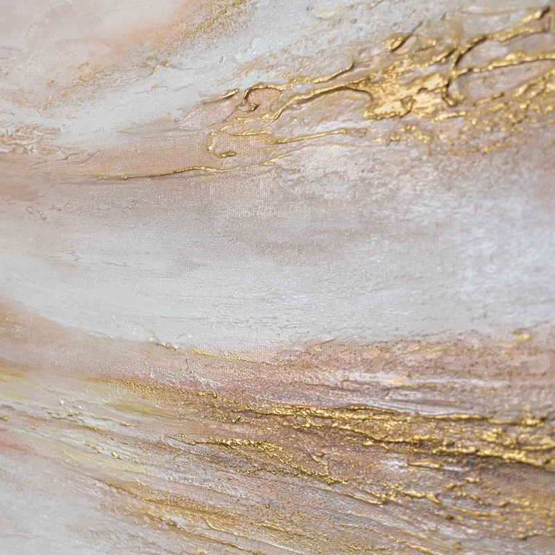 „Stiller Horizont" – Abstraktes Landschaftsbild handgemalt mit Holzrahmen, 50x70 cm