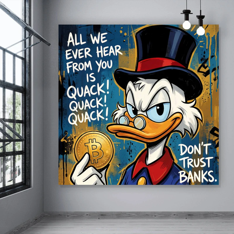 Spannrahmenbild Do not trust Banks Quadrat