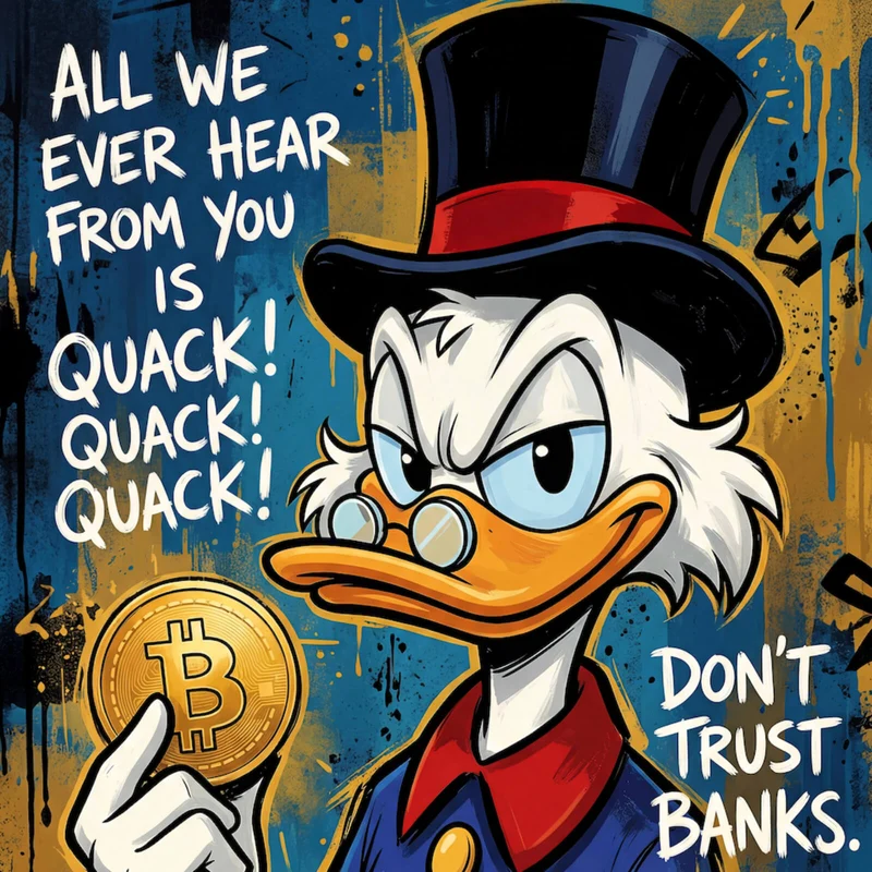 Spannrahmenbild Do not trust Banks Quadrat