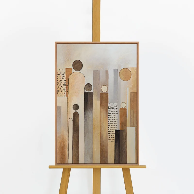 Abstraktes Leinwandbild „Stadt der Figuren“ – Moderne Bilder Wohnzimmer