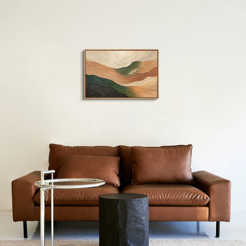 Handgemaltes abstraktes Landschaftsbild „Wellen des Horizonts" – 60x40 cm mit Rahmen