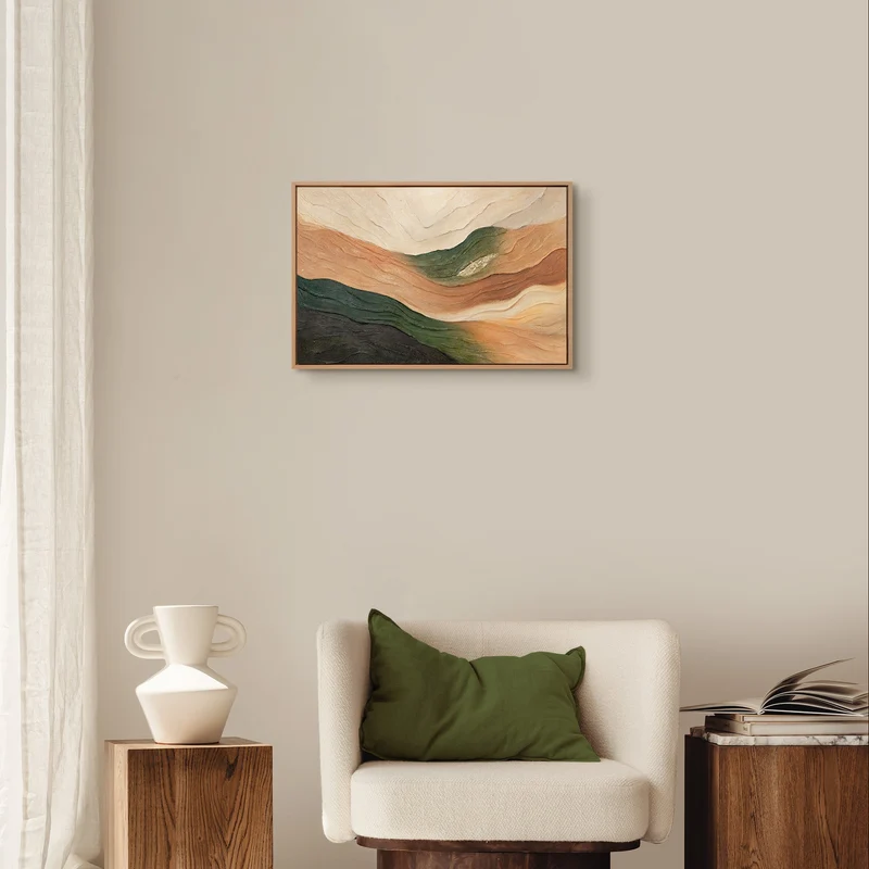 Handgemaltes abstraktes Landschaftsbild „Wellen des Horizonts" – 60x40 cm mit Rahmen