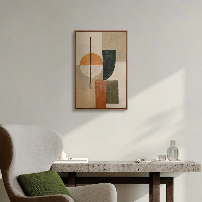 Handgemaltes geometrisches Wandbild „Gleichgewicht" – 60x40 cm mit Rahmen