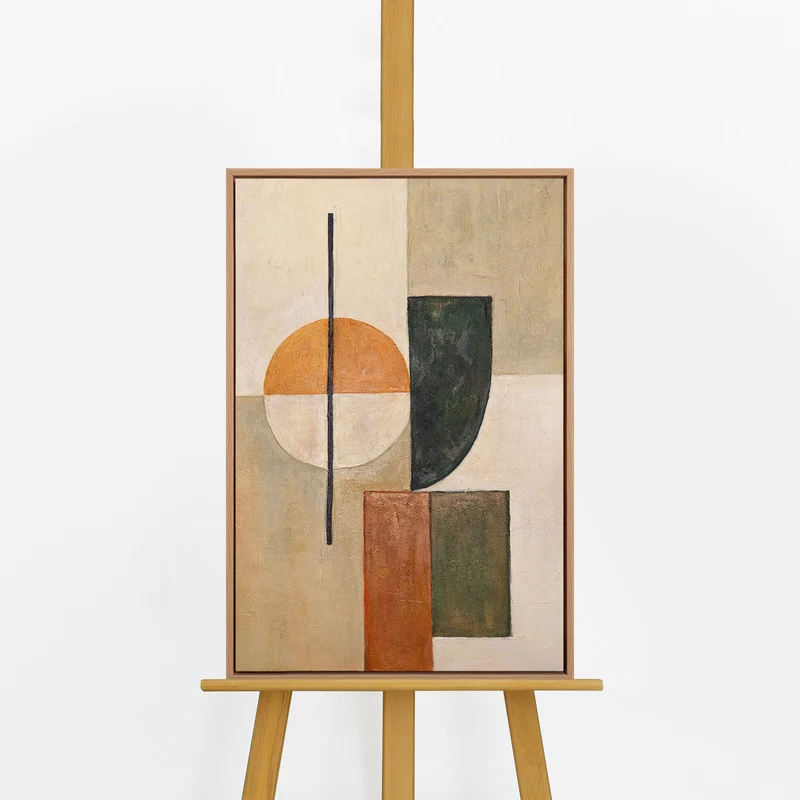 Handgemaltes geometrisches Wandbild „Gleichgewicht" – 60x40 cm mit Rahmen