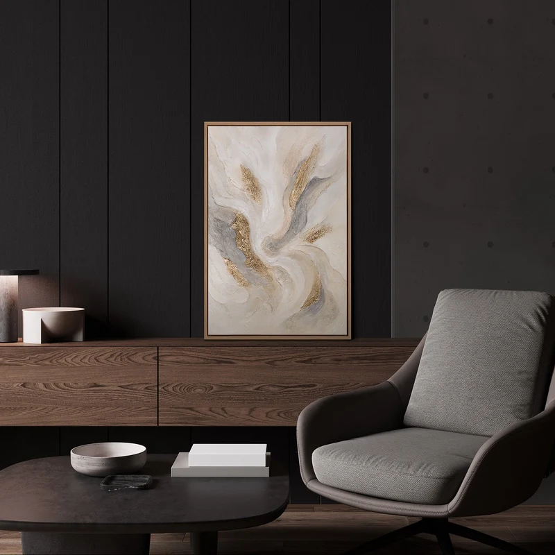 Handgemaltes Strömungsbild „Strahlende Ströme" – 60x40 cm mit Rahmen