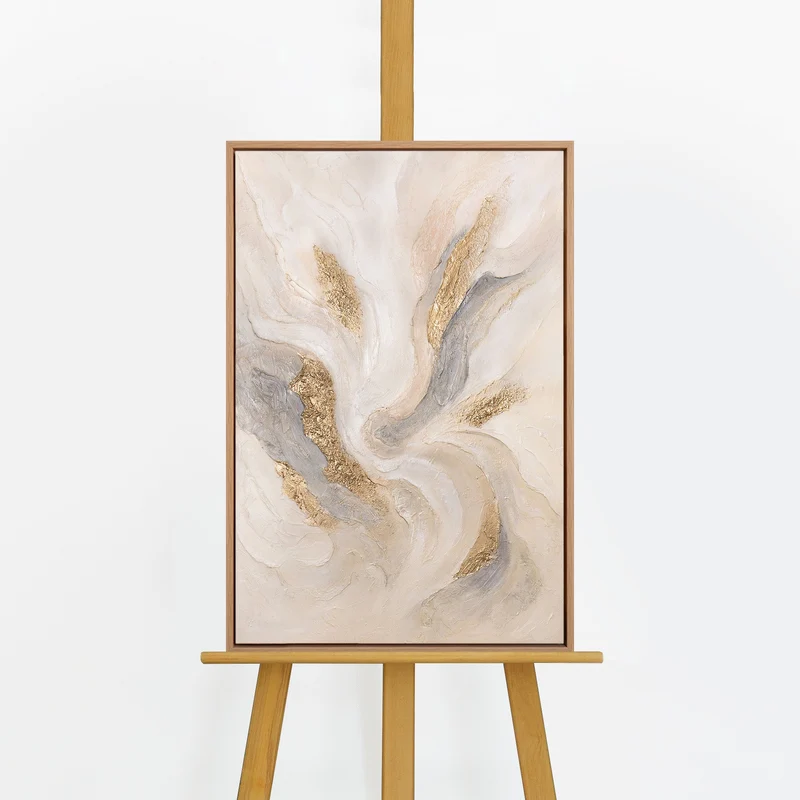 Handgemaltes Strömungsbild „Strahlende Ströme" – 60x40 cm mit Rahmen